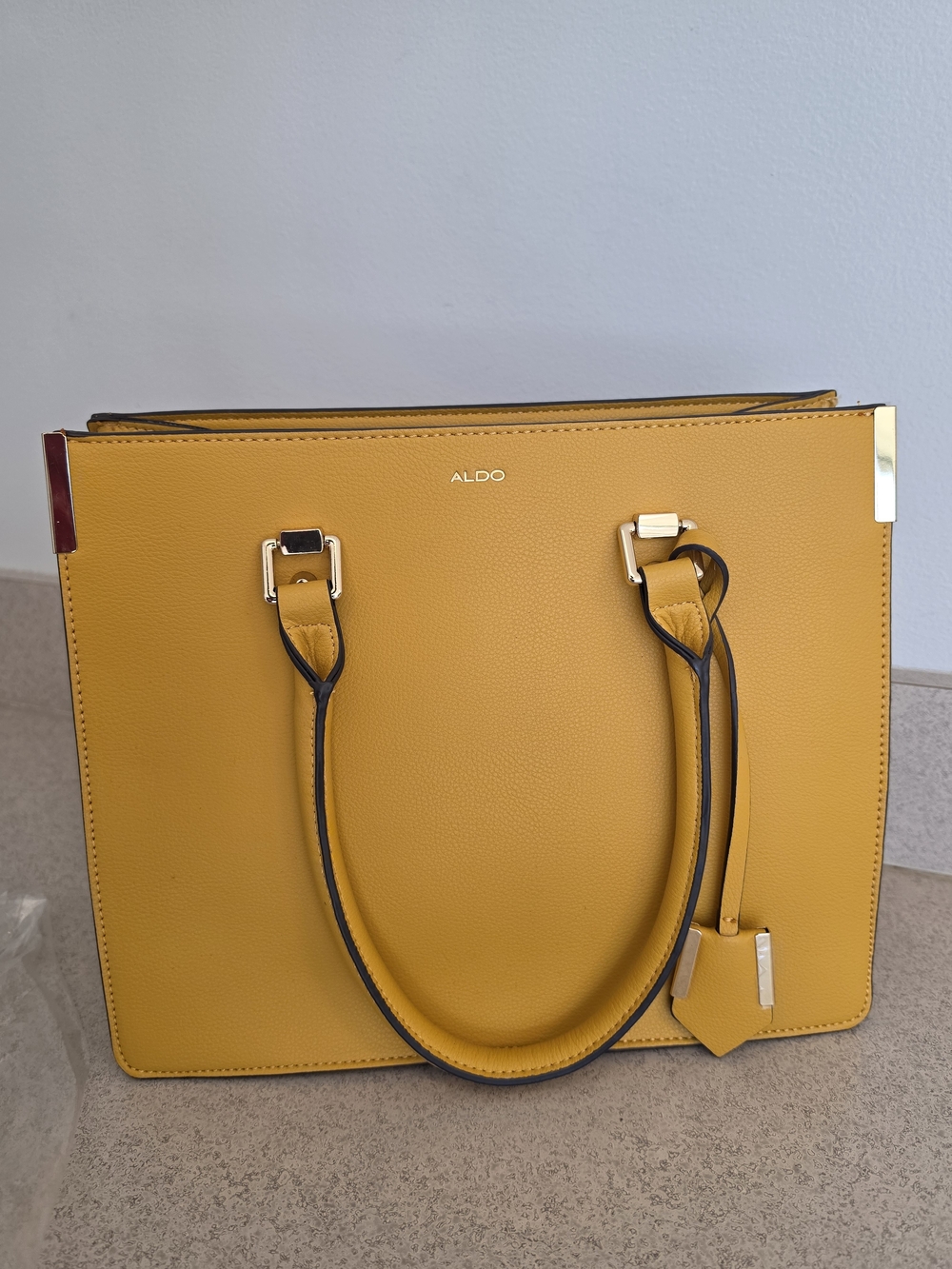 ALDO Mustard Yellow Structured Tote